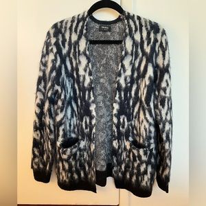 ARITZIA Talula merino wool mohair open cardigan sweater animal print